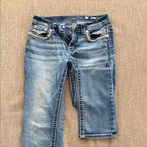 Miss Me Easy Straight Blue Embellished Waistband Jeans